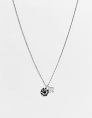 ASOS DESIGN necklace with poker chip and spade pendant in silver tone