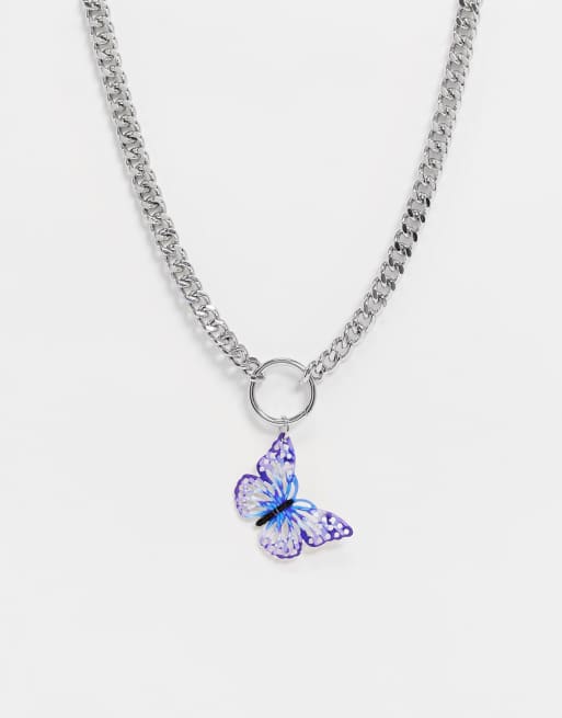 Purple butterfly deals necklace