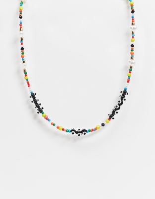 ASOS DESIGN necklace with rainbow and eye beads | ASOS