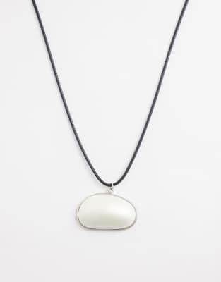 Asos Design Necklace With Ribbon And Bead Detail In Black