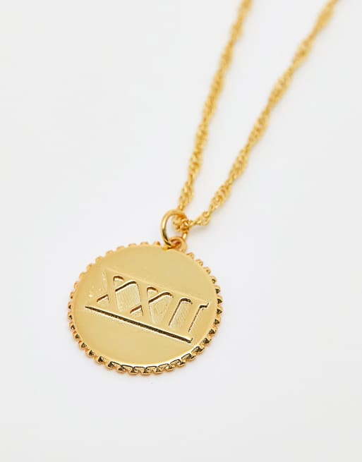 Gold roman numeral deals necklace