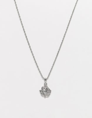 ASOS DESIGN ASOS DESIGN necklace with rose pendant in silver tone