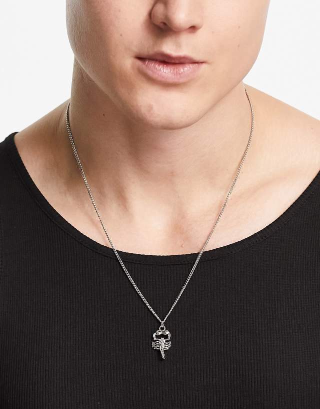 ASOS DESIGN necklace with scorpion pendant in silver tone