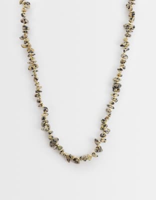 Asos Design Necklace With Semi-precious Dalmatian Stones In Green