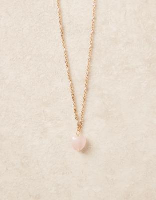Asos Design Necklace With Semi-precious Stone Detail And Rose-quartz Heart Pendant In Multi