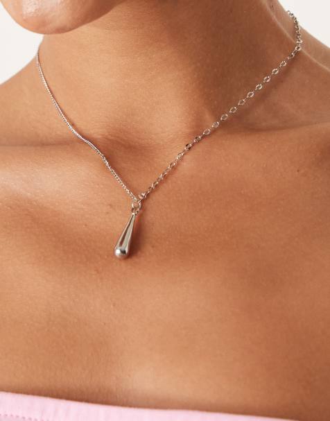 ASOS DESIGN necklace with simple pendant in silver tone - view 1