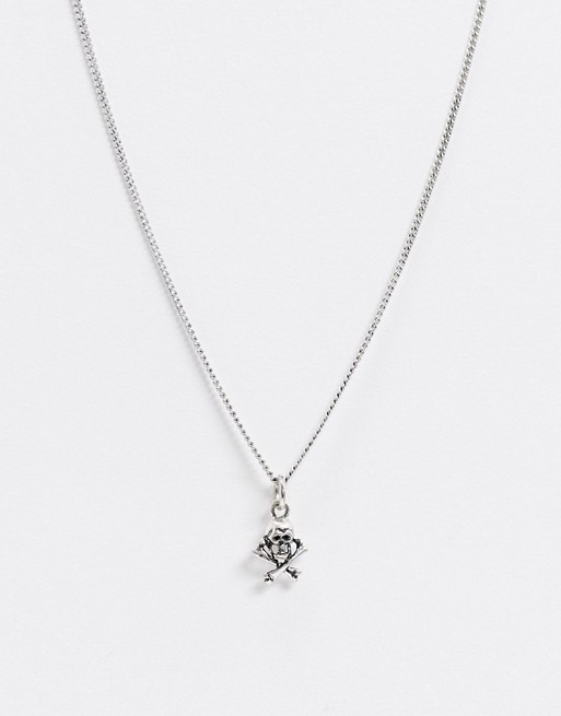 ASOS DESIGN necklace with skull pendant in silver tone