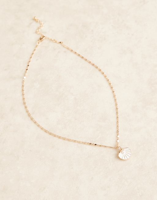 ASOS DESIGN necklace with small shell and faux pearl pendant, 3 of 3