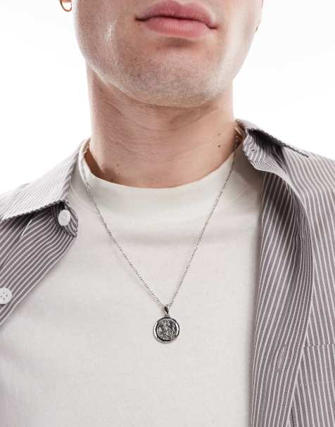 ASOS DESIGN necklace with St Christopher pendant in silver tone - view 1