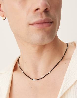 Asos Design Necklace With Statement Beads In Black
