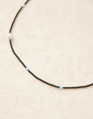 Asos Design Necklace With Statement Beads In Black