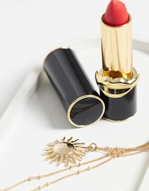 ASOS DESIGN necklace with sun pendant and dash-dot chain details in gold tone, 2 of 4