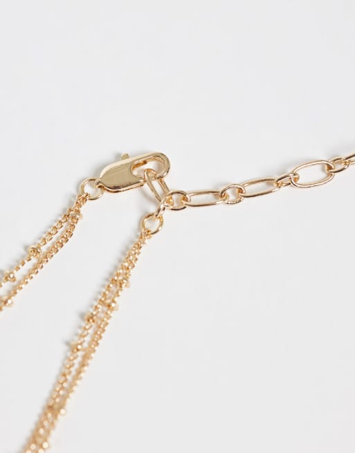 ASOS DESIGN necklace with sun pendant and dash-dot chain details in gold tone, 4 of 4