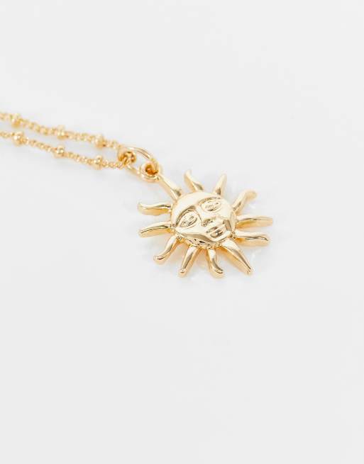 ASOS DESIGN necklace with sun pendant in gold tone ASOS