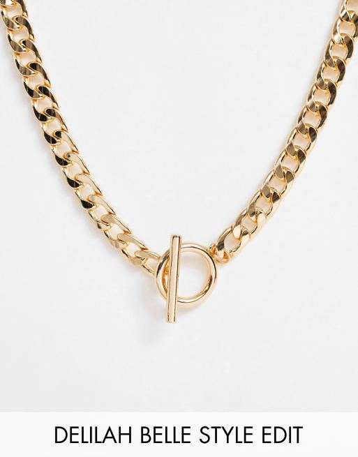 Chunky gold deals t bar necklace