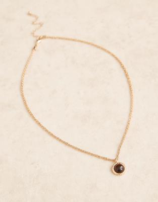 Asos Design Necklace With Tigers Eye Pendant In Gold