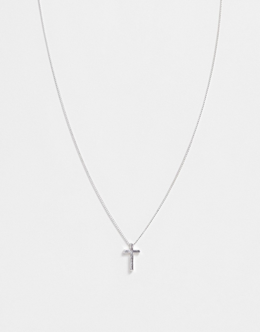 ASOS DESIGN necklace with tiny cross in silver tone