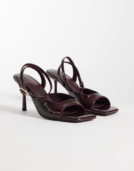 ASOS DESIGN Nectarine sandali minimal con tacco alto bordeaux, 2 di 5