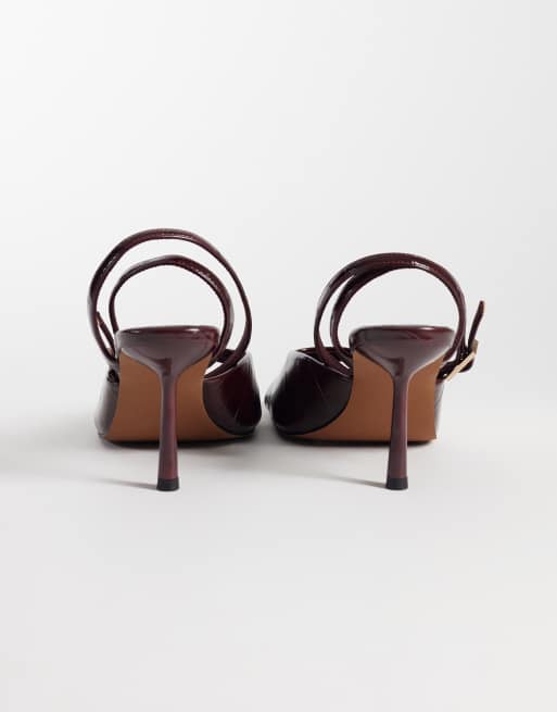ASOS DESIGN Nectarine sandali minimal con tacco alto bordeaux, 4 di 5