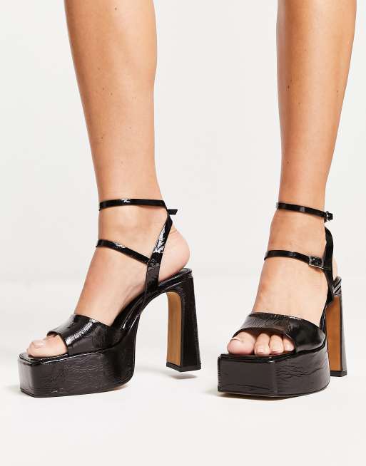 ASOS DESIGN Pukka Premium Leather Multi Buckle Strap Heels