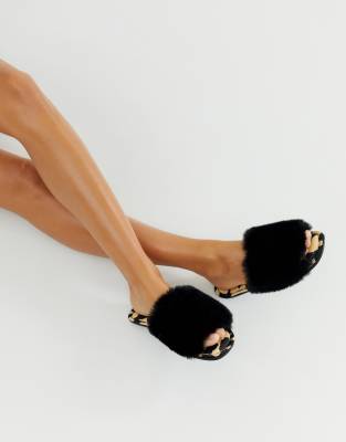 asos fur slippers