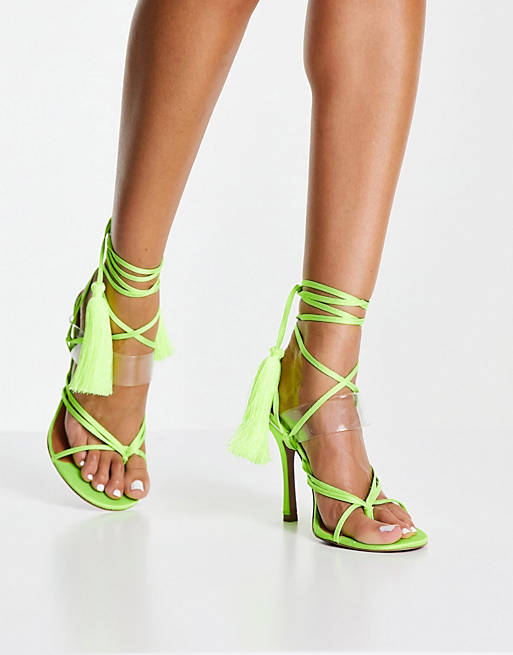  Heels/Neeley toe thong heeled sandals in lime 