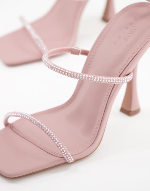 ASOS DESIGN - Negotiate - Rosa barely there-sandaler med hæl og rhinsten, 2 af 4