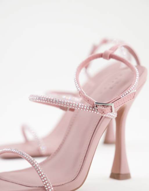 ASOS DESIGN - Negotiate - Rosa barely there-sandaler med hæl og rhinsten, 4 af 4