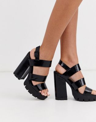 black platform sandals chunky heel