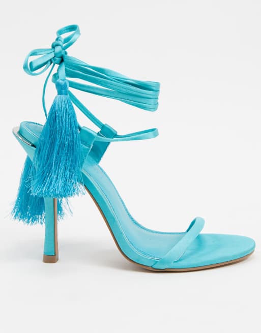 Blue 2024 fringe sandals