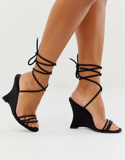 ASOS DESIGN Nelly barely there wedge in black