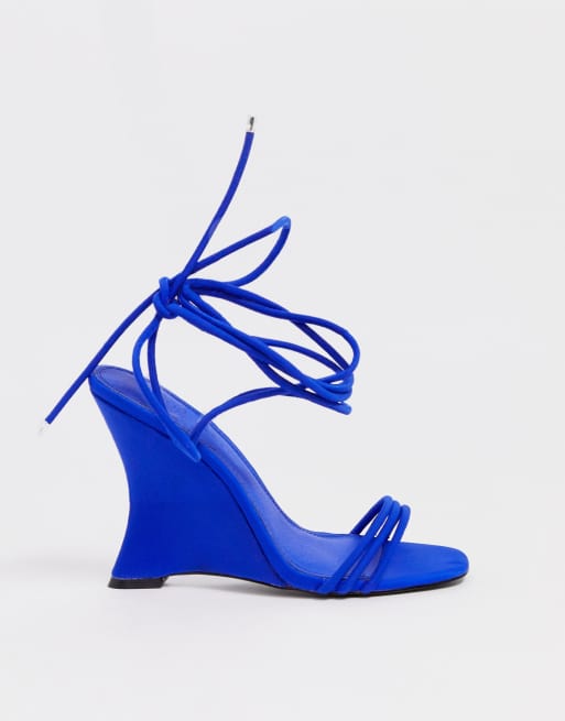 ASOS DESIGN Nelly barely there wedge in cobalt ASOS