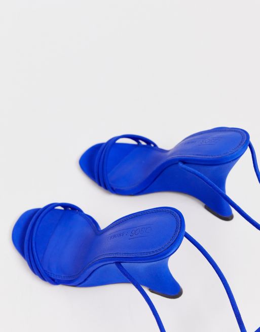 ASOS DESIGN Nelly barely there wedge in cobalt, 3 of 4