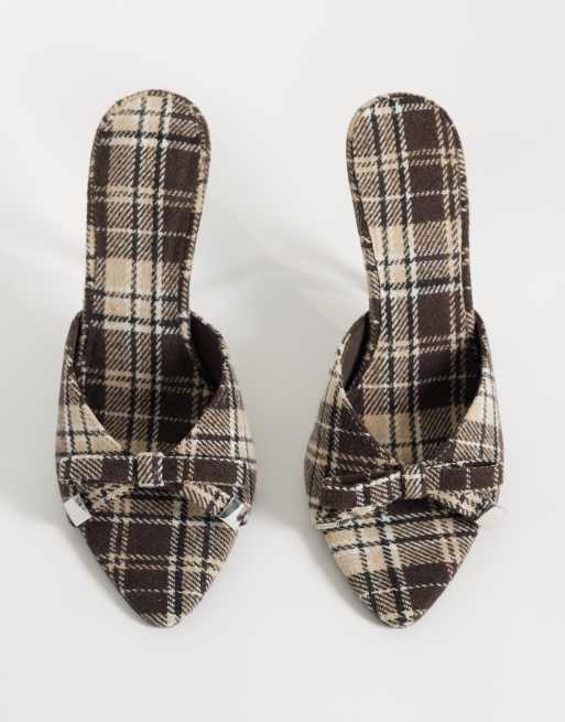 ASOS DESIGN Nelly mules à talon haut avec nœud à carreaux, 2 de 4