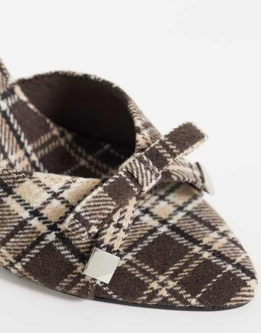 ASOS DESIGN Nelly mules à talon haut avec nœud à carreaux, 3 de 4