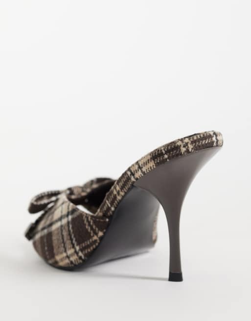 ASOS DESIGN Nelly mules à talon haut avec nœud à carreaux, 4 de 4