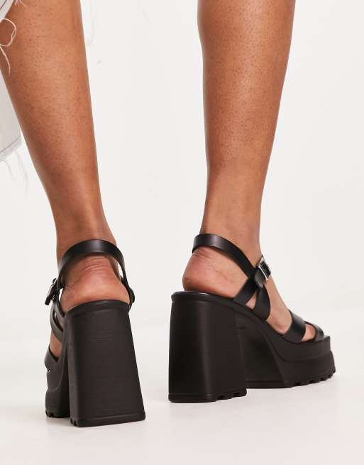 ASOS DESIGN Nesha padded high heeled sandals in black