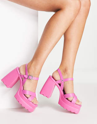 ASOS DESIGN Nelson chunky platform heeled sandals in pink