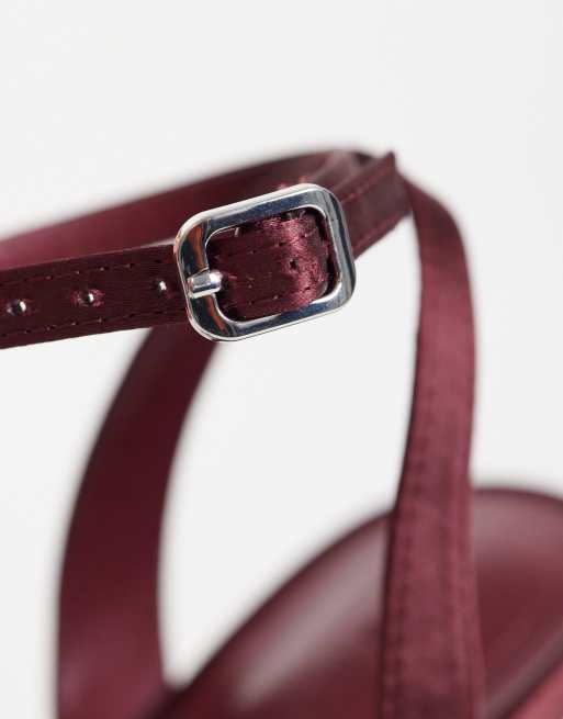 ASOS DESIGN Nemi barely there heeled sandals in plum satin, 4 of 4