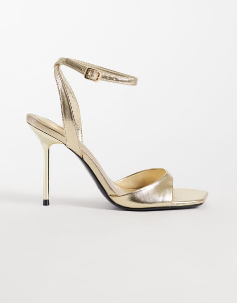 ASOS DESIGN Nemi sandales à talons minimalistes dorées - view 1