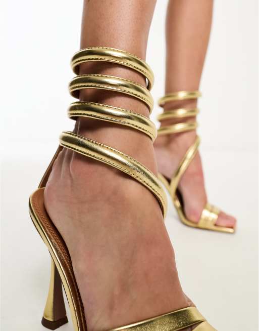 Gold strappy heels outlet asos