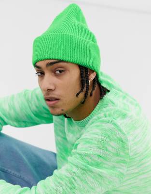 Neon green winter store hat