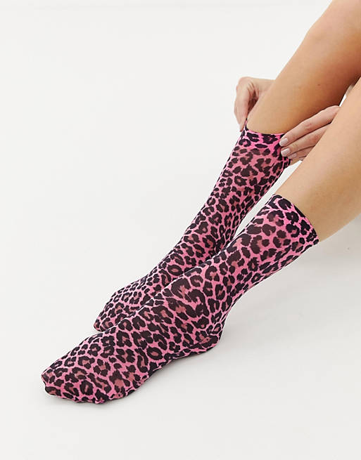 ASOS DESIGN neon leopard socks