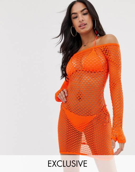 Orange bathing best sale suit cover up