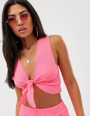 asos neon pink top