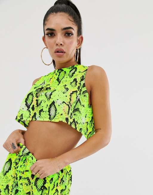 Neon snake sale print crop top