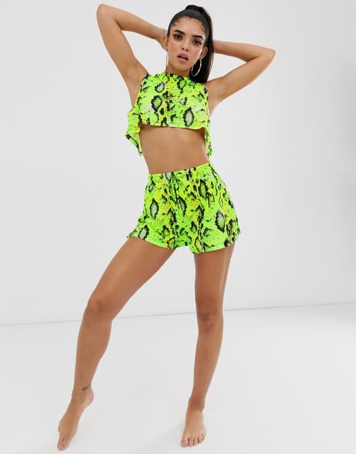 ASOS DESIGN neon snake print jersey beach shorts co-ord | ASOS