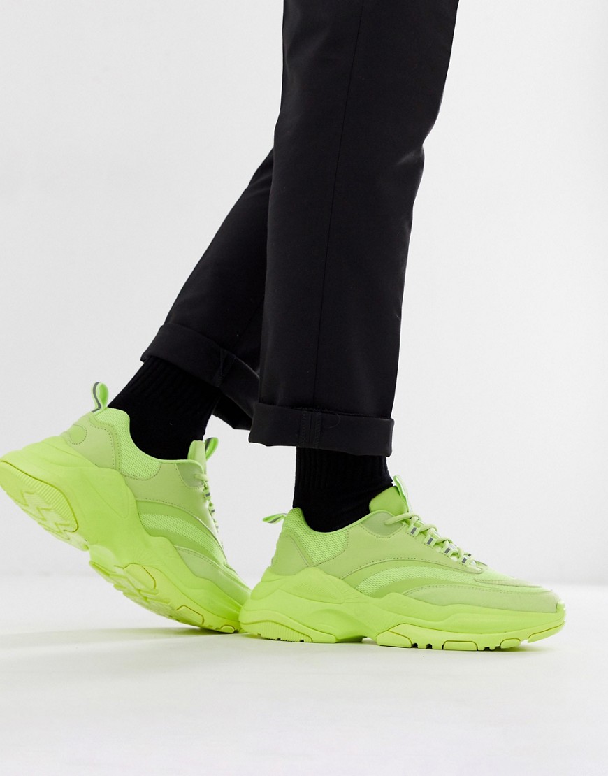 ASOS DESIGN - Neon sneakers met dikke zool-Geel