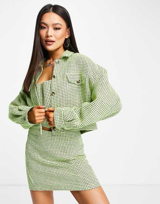 ASOS DESIGN – Neonowa garniturowa koszula wierzchnia o krótkim fasonie z tkaniny boucle