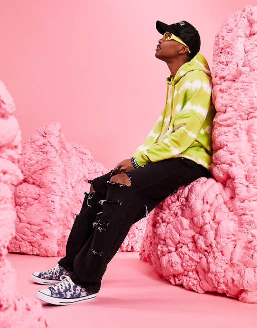 ASOS DESIGN – Neonowozielona bluza oversize z kapturem i efektem tie-dye